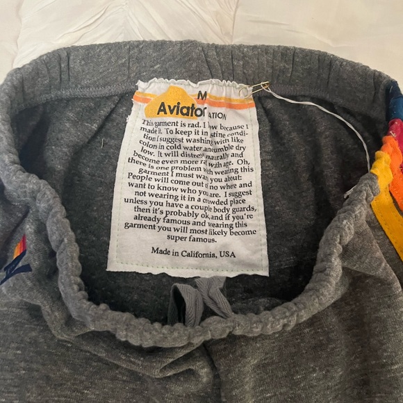 Aviator Nation 5 Stripe Sweatpants - Heather Grey - Picture 3 of 4